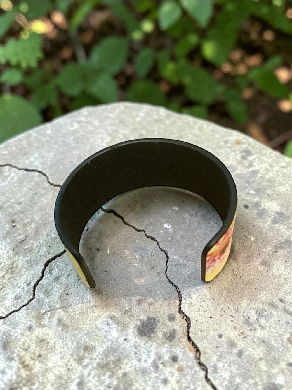 Story by Davinci Yellow Leather Floral Cuff Bracelet NWOT